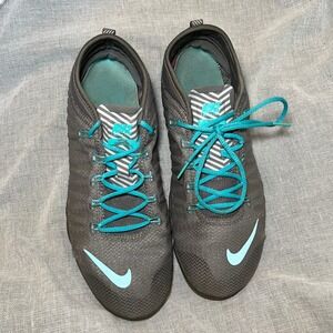 Nike Free 1.0 Cross Bionic Womens Sz 8 Training Shoes Grey Teal Low Top Sneakers
